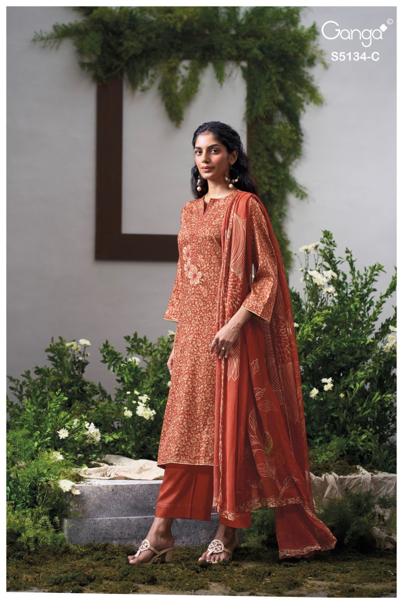 Ganga Mithila 5134 Cotton Satin Embroidered Salwar Kameez Catalog — Wholesale Dress Material, Vardan Ethnic wholesale from Surat — view 3