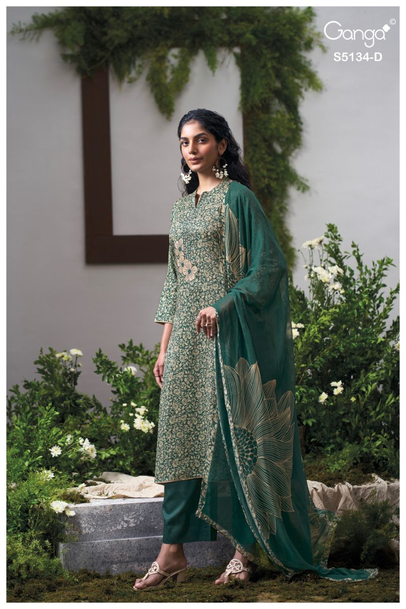 Ganga Mithila 5134 Cotton Satin Embroidered Salwar Kameez Catalog — Wholesale Dress Material, Vardan Ethnic wholesale from Surat — view 4