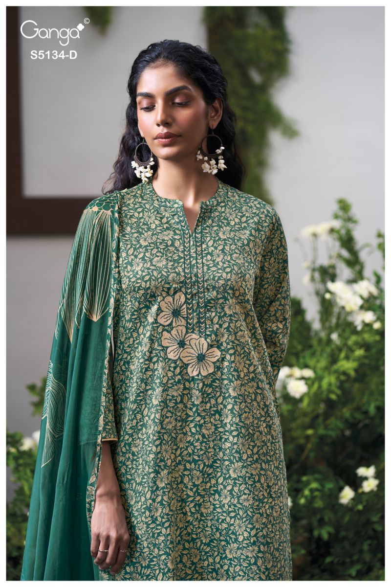 Ganga Mithila 5134 Cotton Satin Embroidered Salwar Kameez Catalog — Wholesale Dress Material, Vardan Ethnic wholesale from Surat — view 6