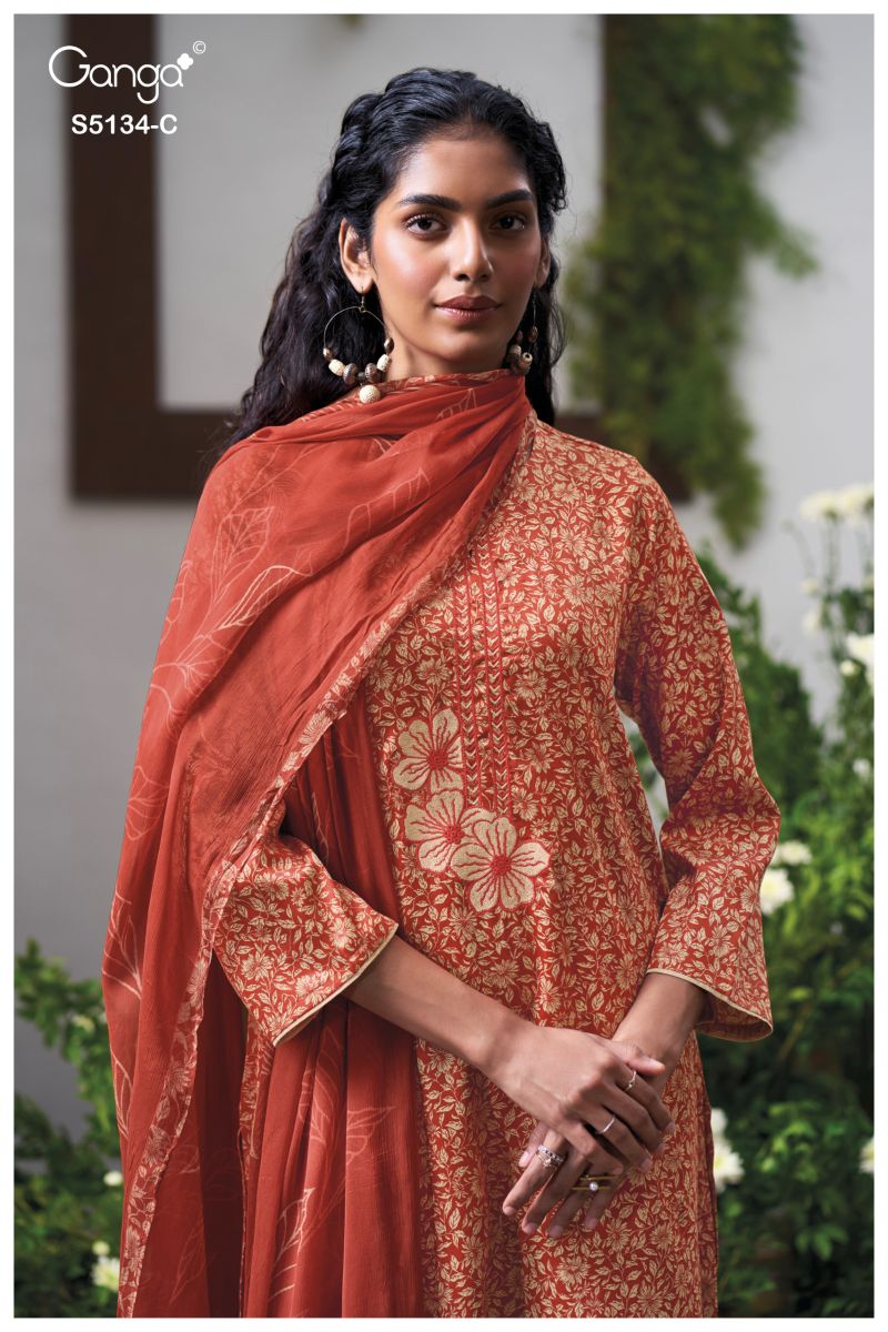 Ganga Mithila 5134 Cotton Satin Embroidered Salwar Kameez Catalog — Wholesale Dress Material, Vardan Ethnic wholesale from Surat — view 7