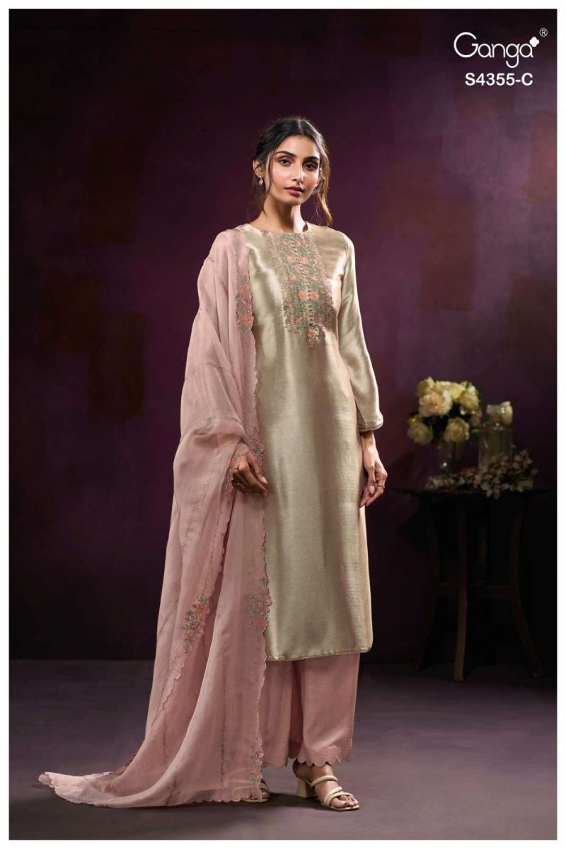 Ganga Olesha 4355 Bemberg Silk Jacquard Work Fancy Salwar Suit — Wholesale Salwar Suits, Ganga wholesale from Surat — view 6