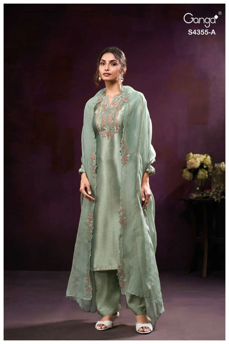 Ganga Olesha 4355 Bemberg Silk Jacquard Work Fancy Salwar Suit — Wholesale Salwar Suits, Ganga wholesale from Surat — view 5