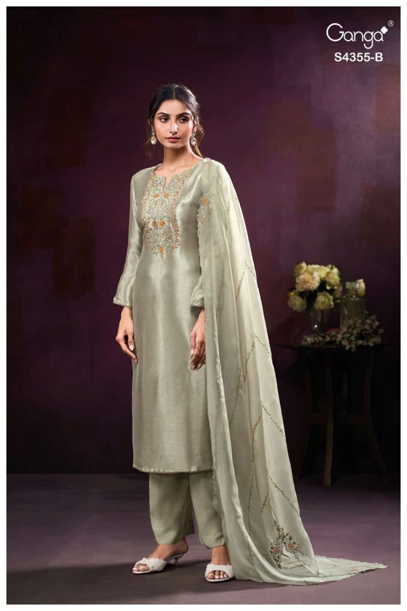 Ganga Olesha 4355 Bemberg Silk Jacquard Work Fancy Salwar Suit — Wholesale Salwar Suits, Ganga wholesale from Surat — view 4
