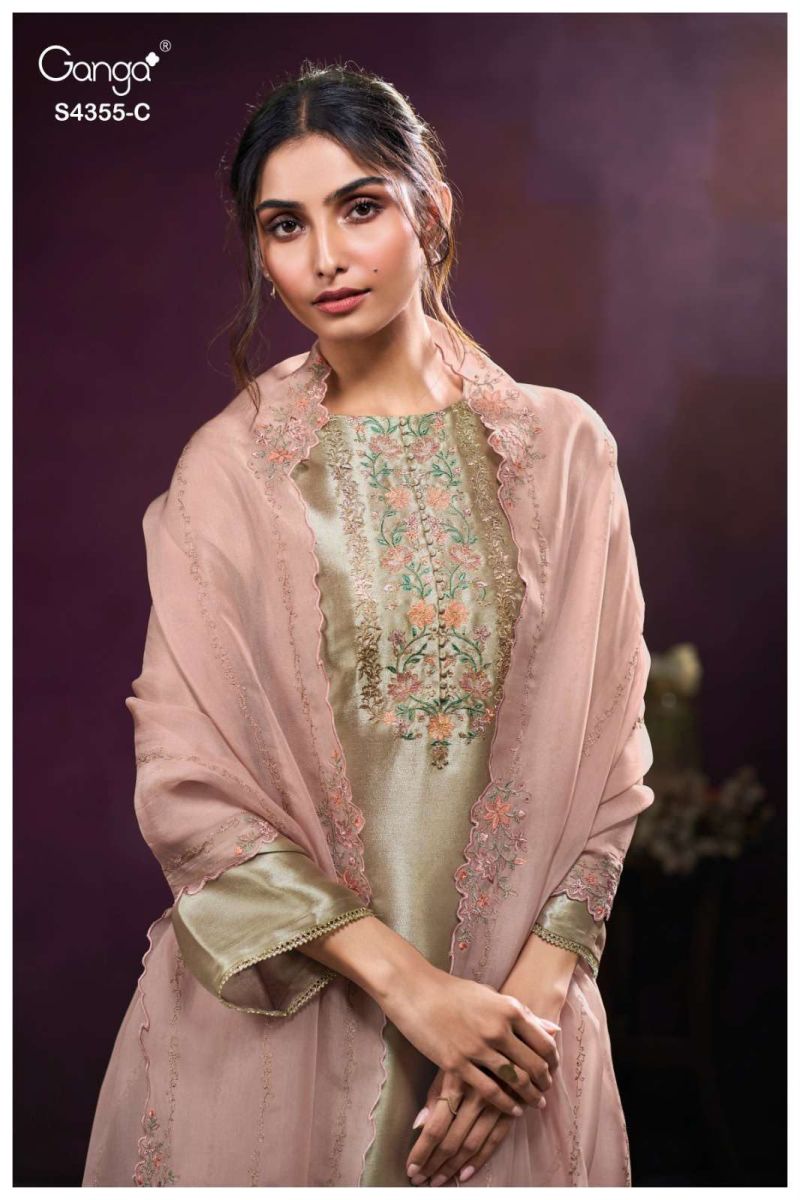 Ganga Olesha 4355 Bemberg Silk Jacquard Work Fancy Salwar Suit — Wholesale Salwar Suits, Ganga wholesale from Surat — view 2