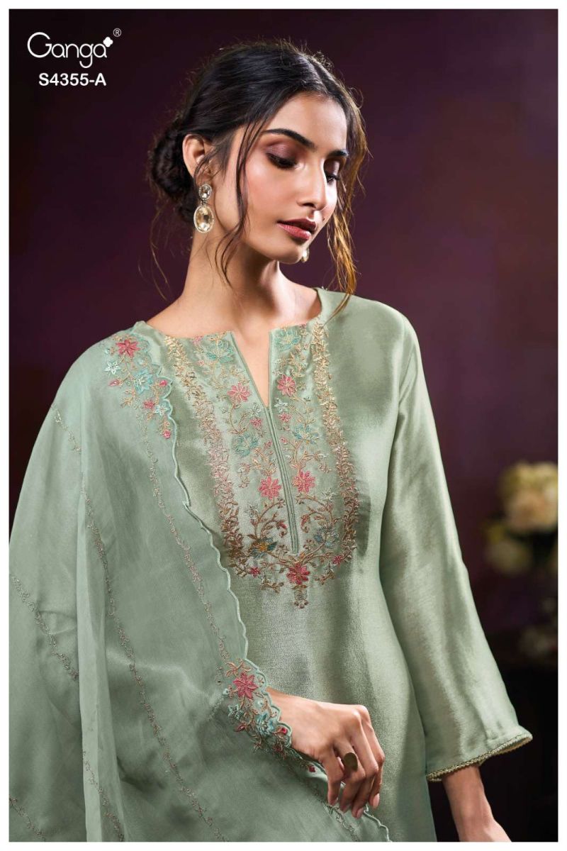 Ganga Olesha 4355 Bemberg Silk Jacquard Work Fancy Salwar Suit — Wholesale Salwar Suits, Ganga wholesale from Surat — view 10