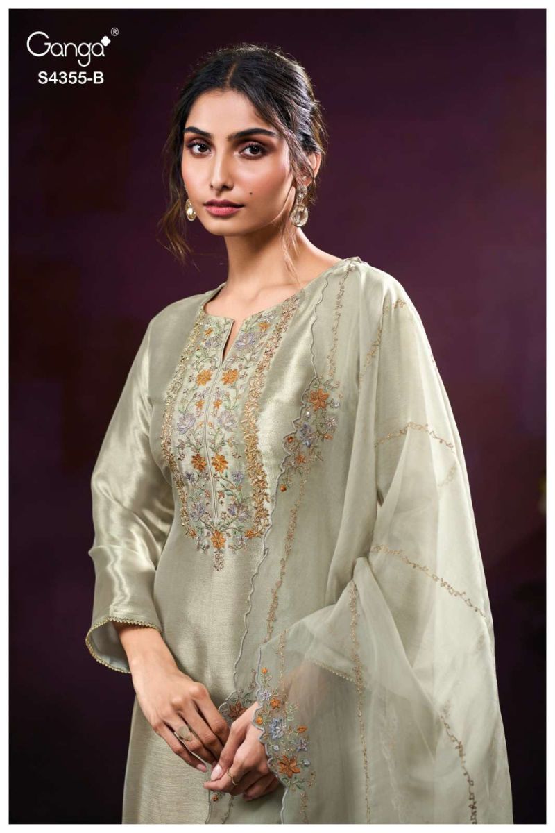 Ganga Olesha 4355 Bemberg Silk Jacquard Work Fancy Salwar Suit