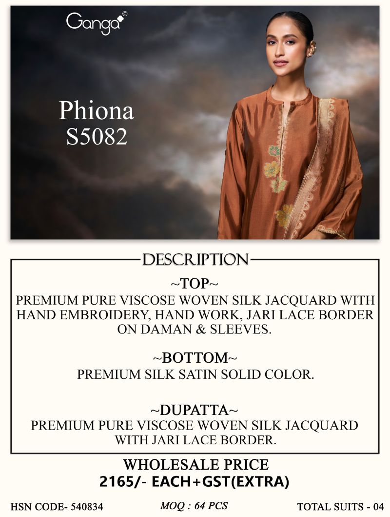 Ganga Phiona 5082 Viscose Woven Silk Jacquard Salwar Kameez — Wholesale Dress Material, Vardan Ethnic wholesale from Surat — view 7