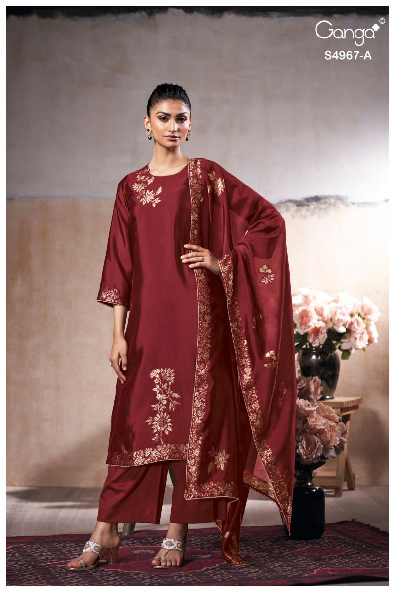 Ganga Raashii 4967 Viscose Embroidered Salwar Suit — Wholesale Salwar Suits, Ganga wholesale from Surat — view 8