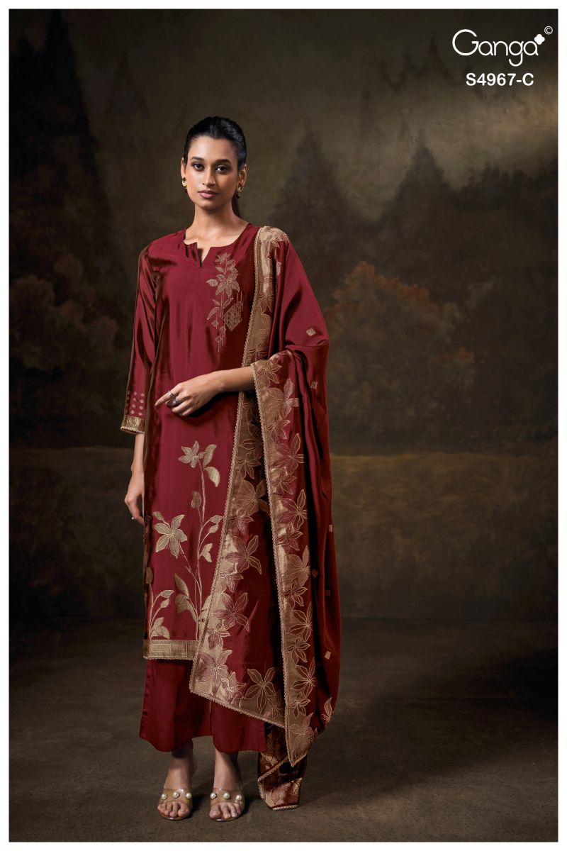 Ganga Raashii 4967 Viscose Embroidered Salwar Suit — Wholesale Salwar Suits, Ganga wholesale from Surat — view 7