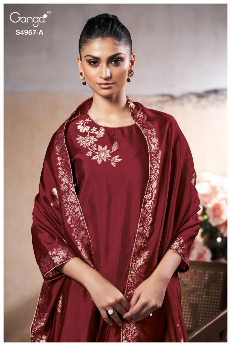 Ganga Raashii 4967 Viscose Embroidered Salwar Suit — Wholesale Salwar Suits, Ganga wholesale from Surat — view 4