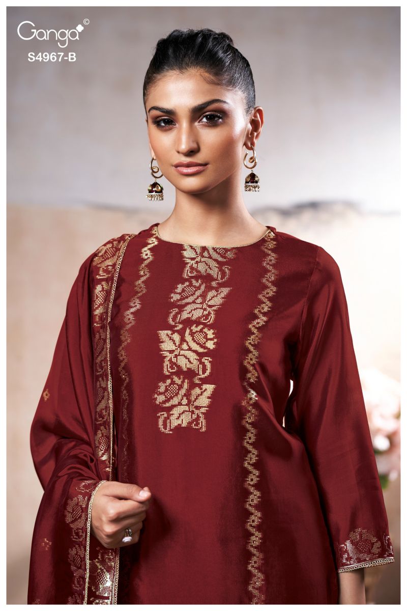 Ganga Raashii 4967 Viscose Embroidered Salwar Suit — Wholesale Salwar Suits, Ganga wholesale from Surat — view 3