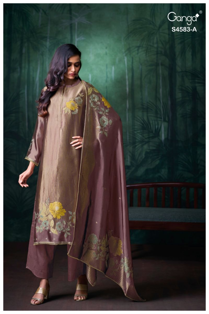 Ganga Rostha 4583 Viscose Woven Silk Jacquard Work Salwar Suit — Wholesale Salwar Suits, Ganga wholesale from Surat — view 3