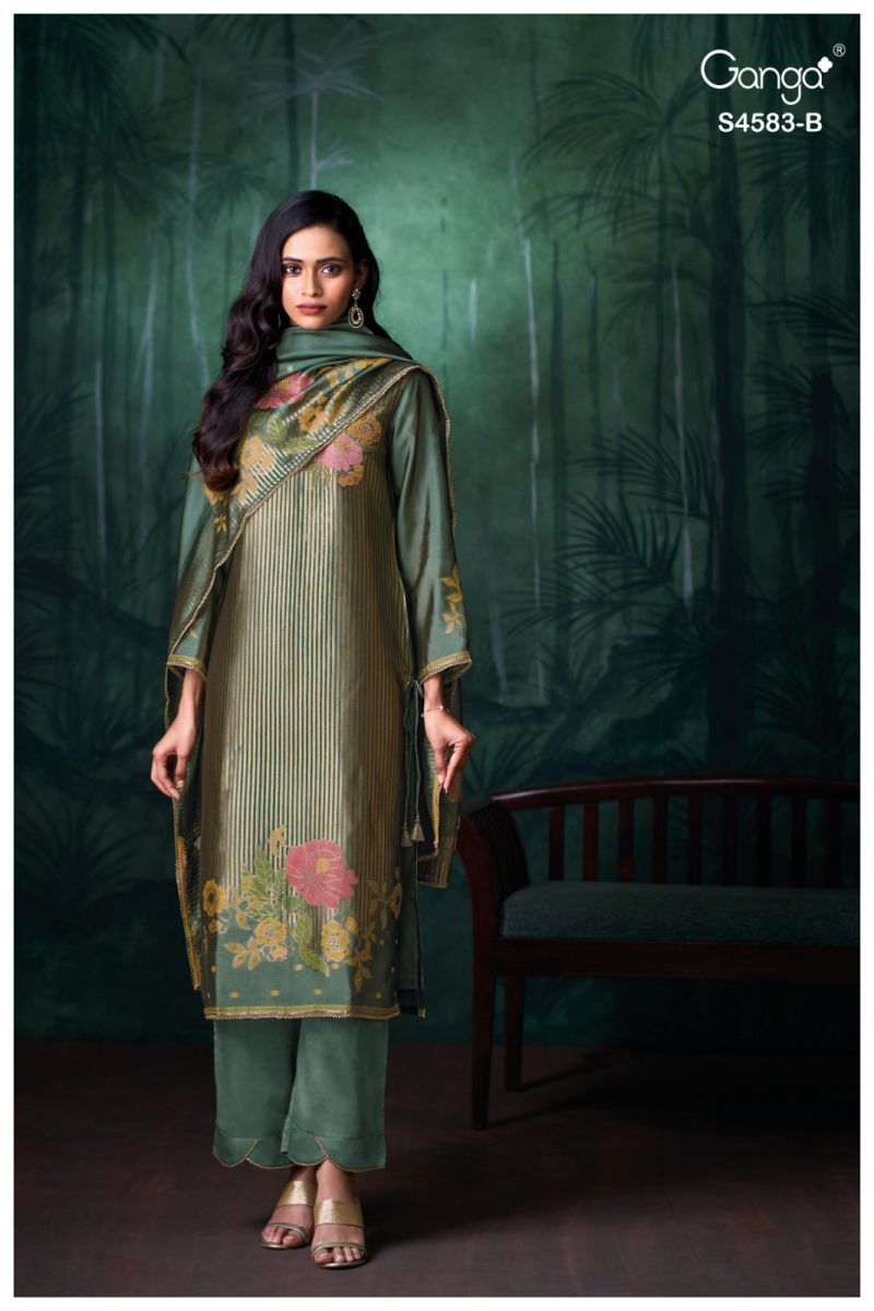 Ganga Rostha 4583 Viscose Woven Silk Jacquard Work Salwar Suit — Wholesale Salwar Suits, Ganga wholesale from Surat — view 2