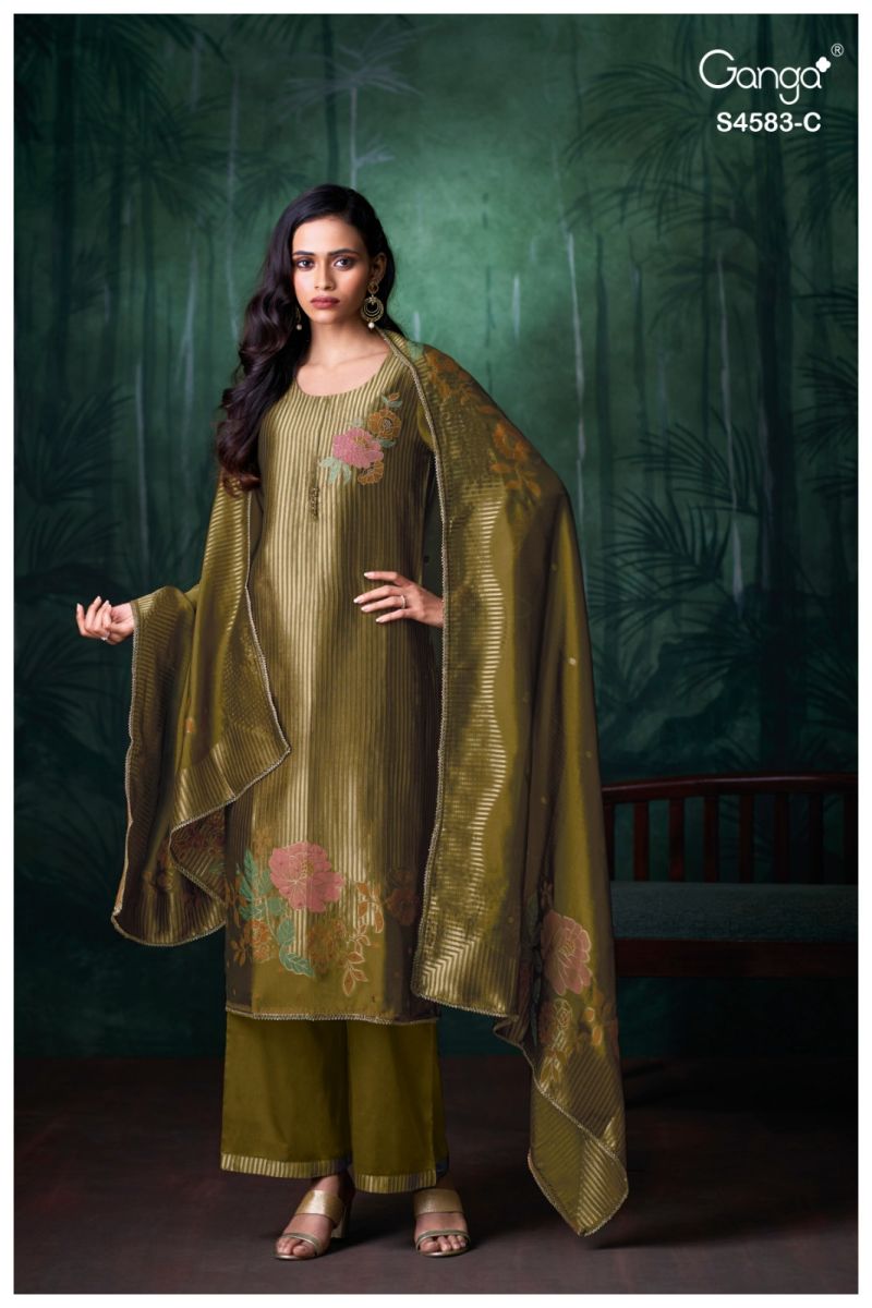 Ganga Rostha 4583 Viscose Woven Silk Jacquard Work Salwar Suit