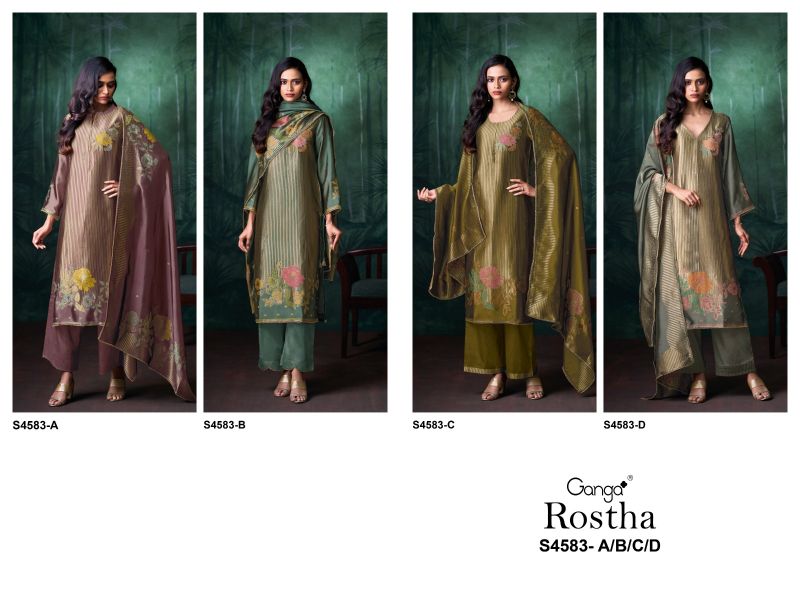Ganga Rostha 4583 Viscose Woven Silk Jacquard Work Salwar Suit — Wholesale Salwar Suits, Ganga wholesale from Surat — view 4