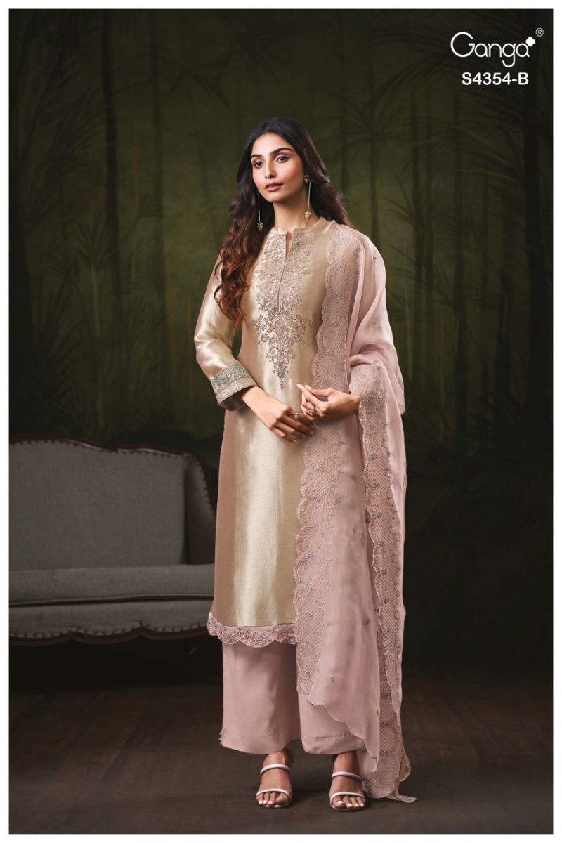 Ganga Sareen 4354 Bemberg Silk Jacquard Work Salwar Suit — Wholesale Designer Salwar Suits, Ganga wholesale from Surat — view 8