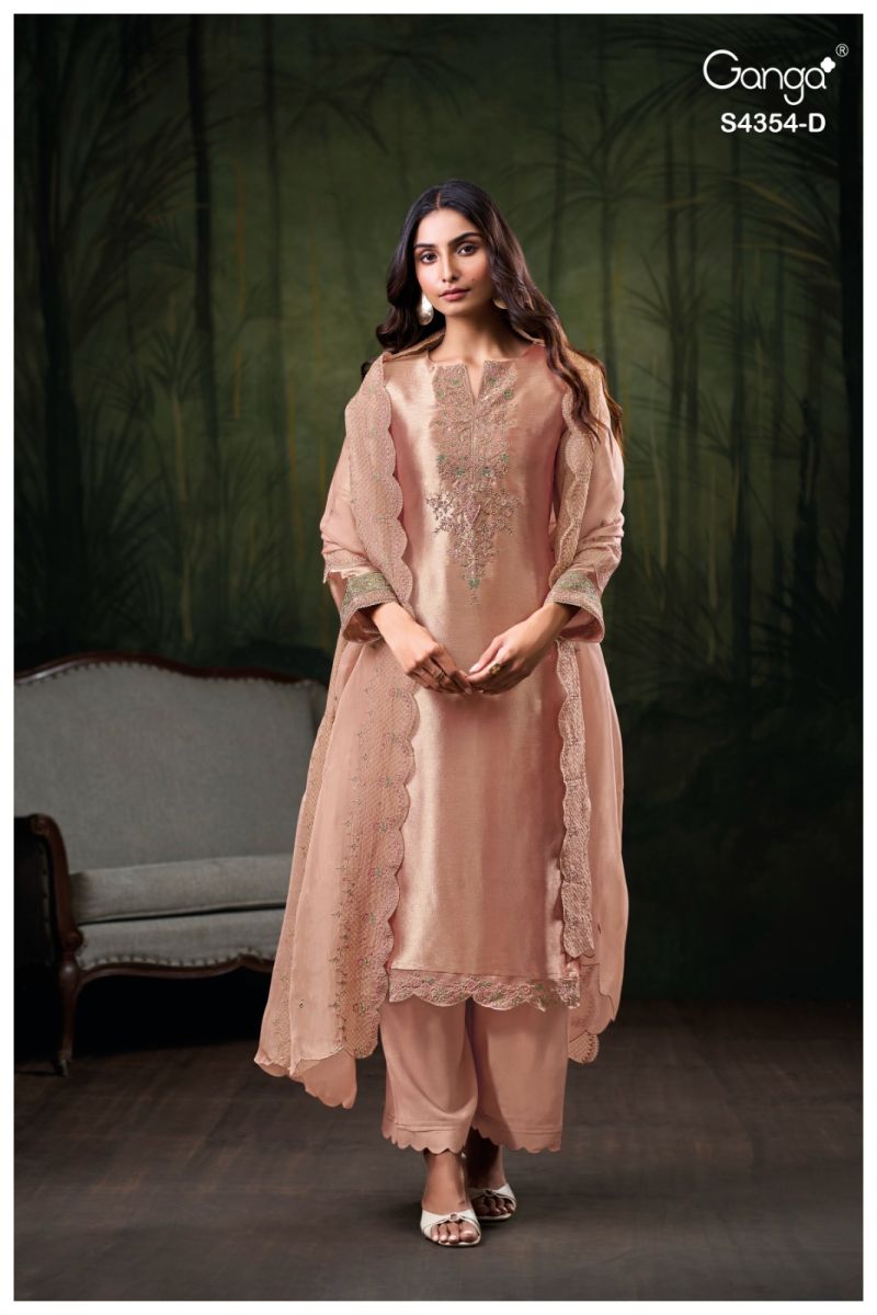 Ganga Sareen 4354 Bemberg Silk Jacquard Work Salwar Suit