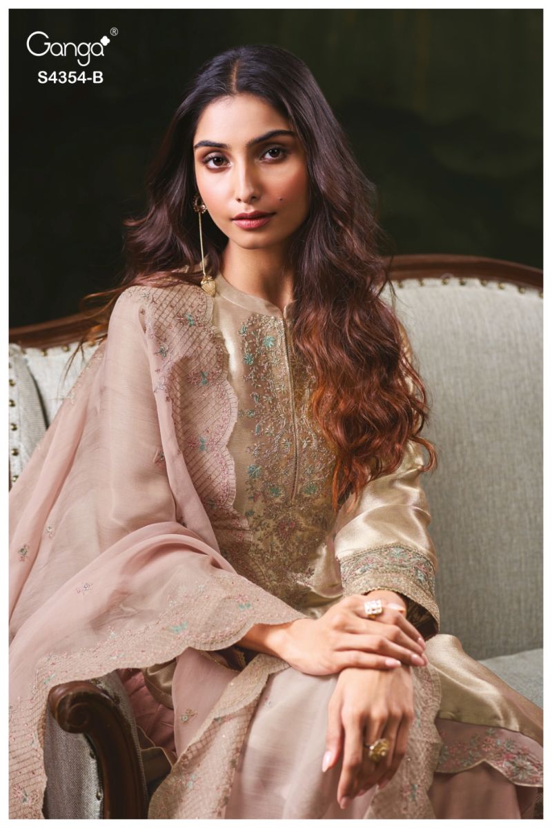 Ganga Sareen 4354 Bemberg Silk Jacquard Work Salwar Suit — Wholesale Designer Salwar Suits, Ganga wholesale from Surat — view 5
