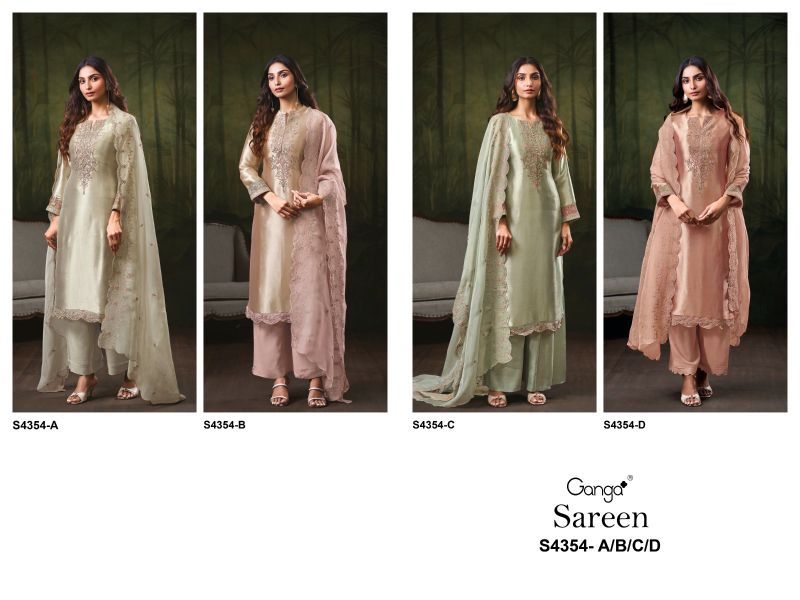 Ganga Sareen 4354 Bemberg Silk Jacquard Work Salwar Suit — Wholesale Designer Salwar Suits, Ganga wholesale from Surat — view 10