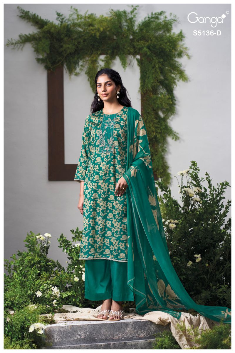 Ganga Tilotama 5136 Cotton Satin Printed Salawar Kameez Catalog