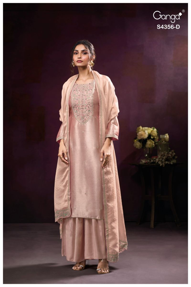 Ganga Tveya 4356 Bemberg Silk Jacquard Work Salwar Suit — Wholesale Salwar Suits, Ganga wholesale from Surat — view 7