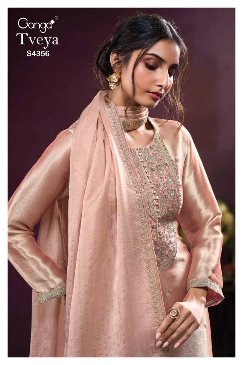 Ganga Tveya 4356 Bemberg Silk Jacquard Work Salwar Suit — Wholesale Salwar Suits, Ganga wholesale from Surat — view 6