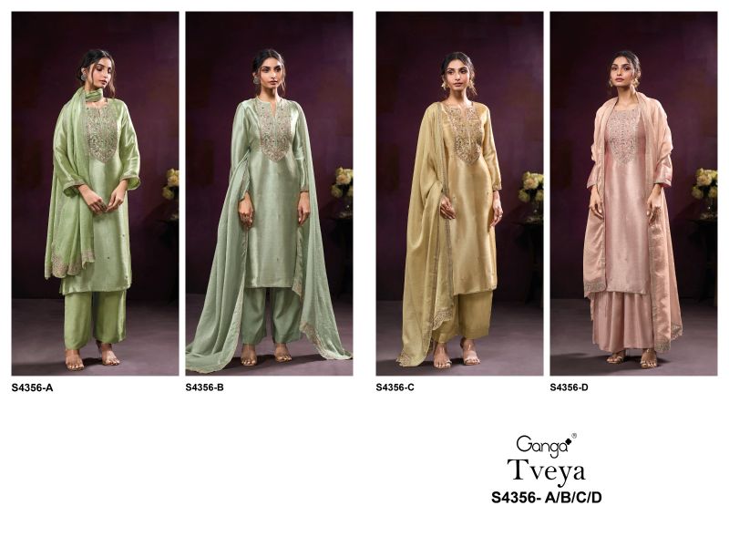 Ganga Tveya 4356 Bemberg Silk Jacquard Work Salwar Suit — Wholesale Salwar Suits, Ganga wholesale from Surat — view 10