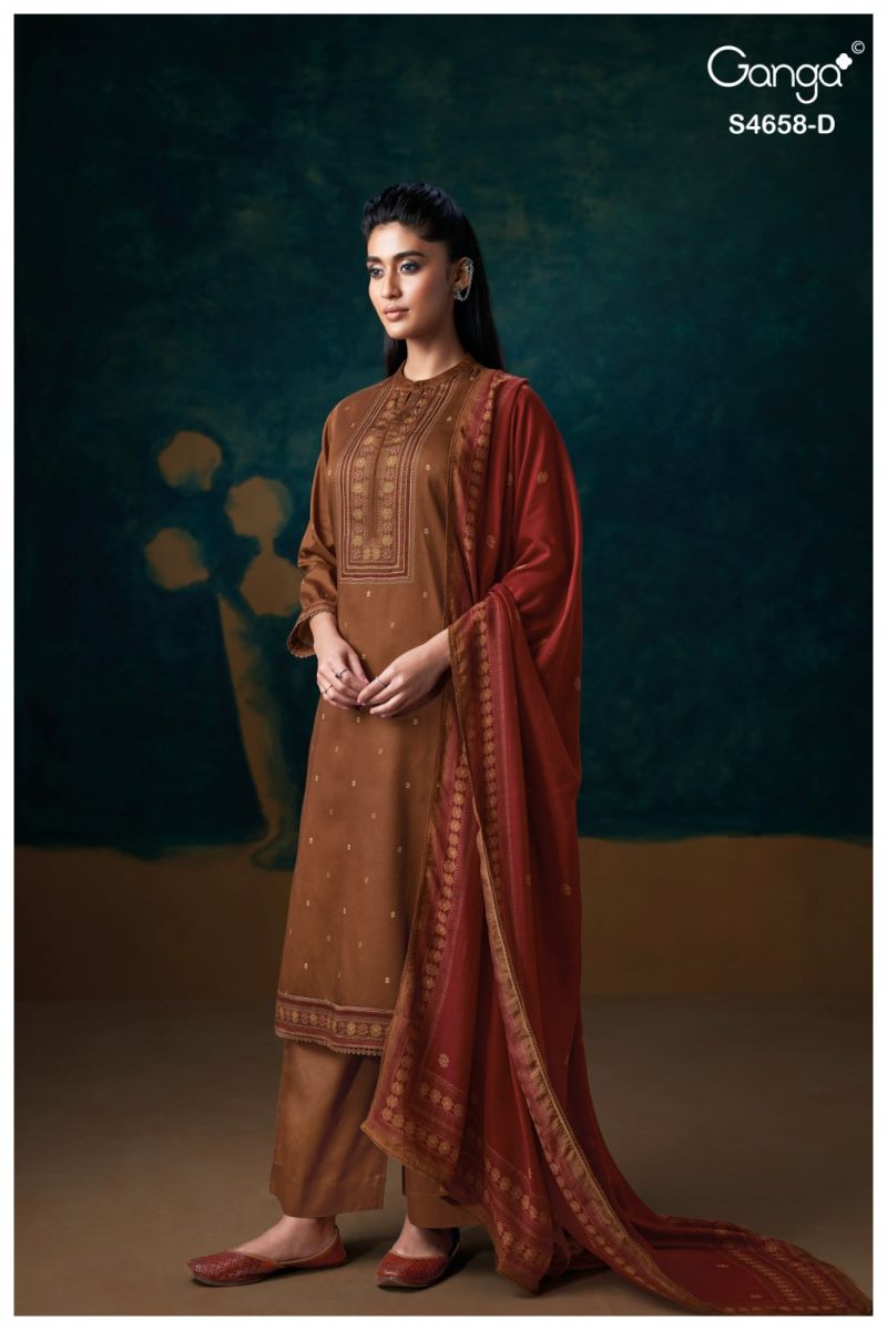 Ganga Venisha 4658 Cotton Satin Print Hand Embroidered Salwar Kameez — Cotton Dress Material, Ganga wholesale from Surat — view 5