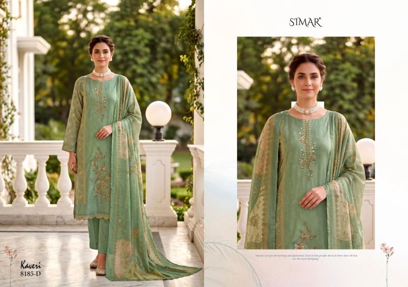 Glossy Simar Kaveri Viscose Maslin Digital Print Embroidered Salwar Kameez — Wholesale Dress Material, Vardan Ethnic wholesale from Surat — view 6