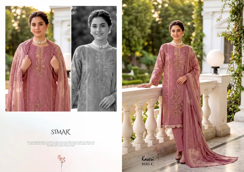 Glossy Simar Kaveri Viscose Maslin Digital Print Embroidered Salwar Kameez — Wholesale Dress Material, Vardan Ethnic wholesale from Surat — view 3