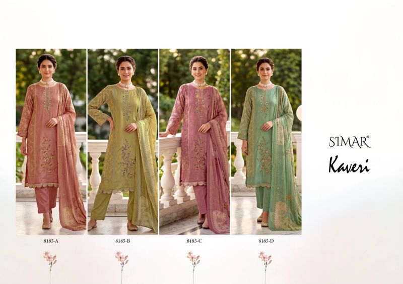 Glossy Simar Kaveri Viscose Maslin Digital Print Embroidered Salwar Kameez — Wholesale Dress Material, Vardan Ethnic wholesale from Surat — view 5