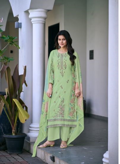 Glossy Simar Minaaz Viscose Maslin Digital Print Embroidered Salwar Suit