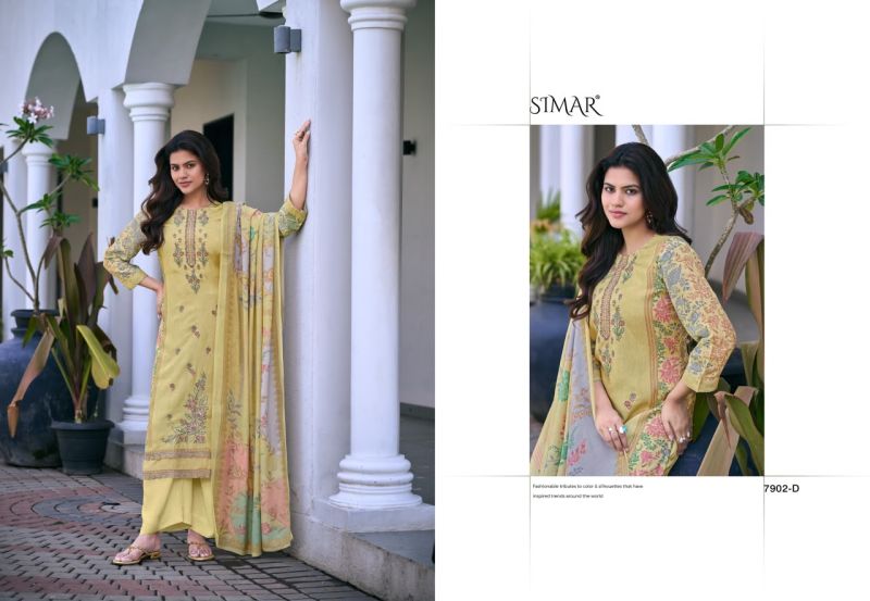 Glossy Simar Minaaz Viscose Maslin Digital Print Embroidered Salwar Suit — Cotton Dress Material, Glossy wholesale from Surat — view 4