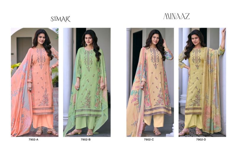 Glossy Simar Minaaz Viscose Maslin Digital Print Embroidered Salwar Suit — Cotton Dress Material, Glossy wholesale from Surat — view 2