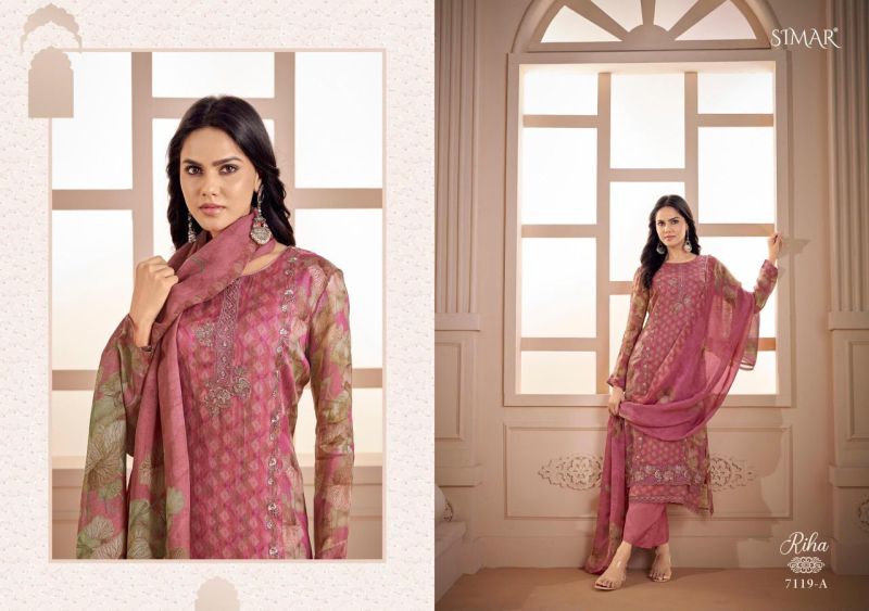 Glossy Simar Riha Viscose Muslin Digital Printed Salwar Kameez — Wholesale Dress Material, Vardan Ethnic wholesale from Surat — view 5