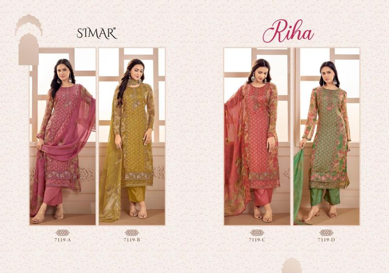 Glossy Simar Riha Viscose Muslin Digital Printed Salwar Kameez — Wholesale Dress Material, Vardan Ethnic wholesale from Surat — view 2