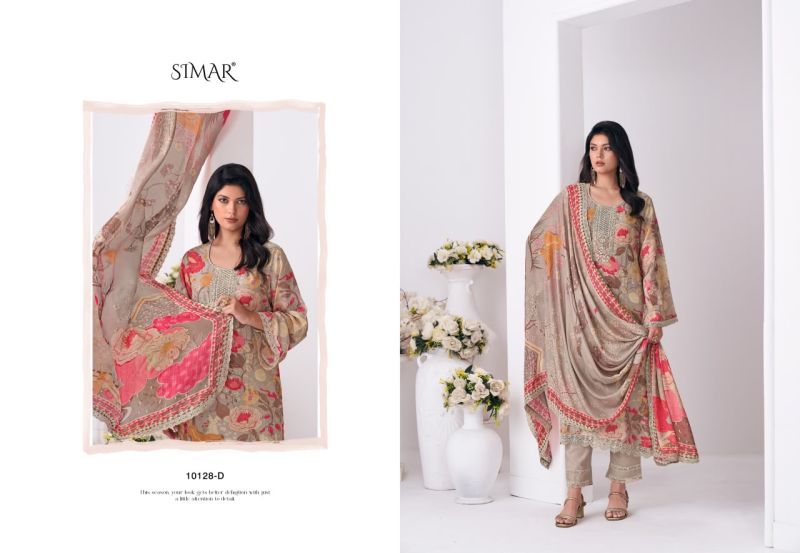 Glossy Simar Sanaaz Viscose Muslin Digital Print Embroidered Salwar Kameez Catalog — Wholesale Salwar Suits, Glossy wholesale from Surat — view 4