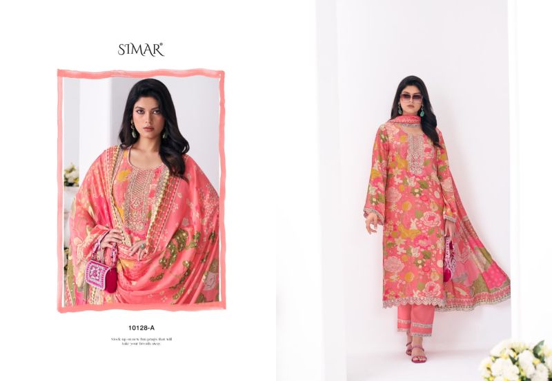 Glossy Simar Sanaaz Viscose Muslin Digital Print Embroidered Salwar Kameez Catalog — Wholesale Salwar Suits, Glossy wholesale from Surat — view 5