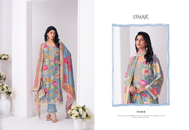 Glossy Simar Sanaaz Viscose Muslin Digital Print Embroidered Salwar Kameez Catalog — Wholesale Salwar Suits, Glossy wholesale from Surat — view 6