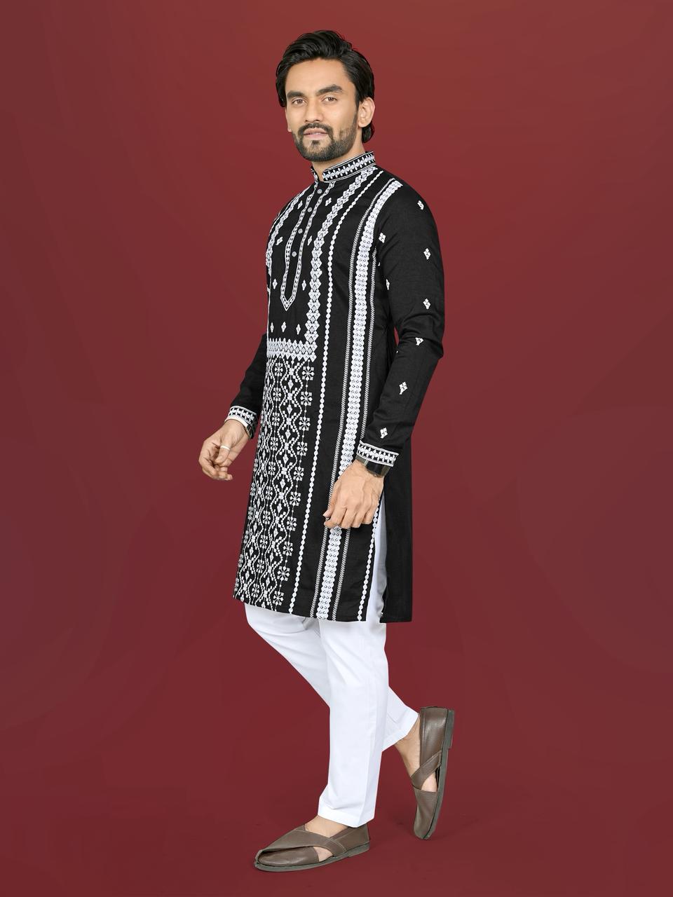 Gulzaar Men's Soft Silk Embroidered Kurta Pajama Set — Men's Wear, Vardan Ethnic wholesale from Surat — view 13
