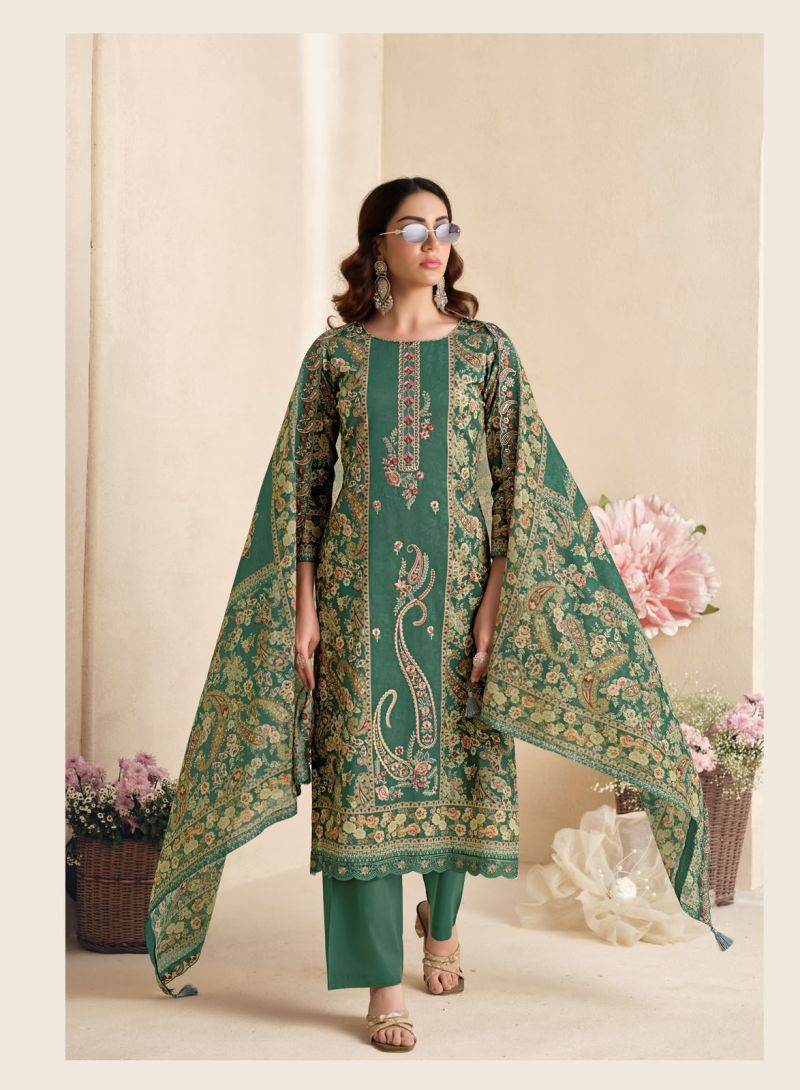 Hermitage Zaira Fiest Giza Pk Embroidered Dress Material Catalog — Wholesale Dress Material, Vardan Ethnic wholesale from Surat — view 5