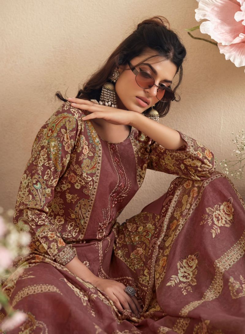 Hermitage Zaira Fiest Giza Pk Embroidered Dress Material Catalog — Wholesale Dress Material, Vardan Ethnic wholesale from Surat — view 8