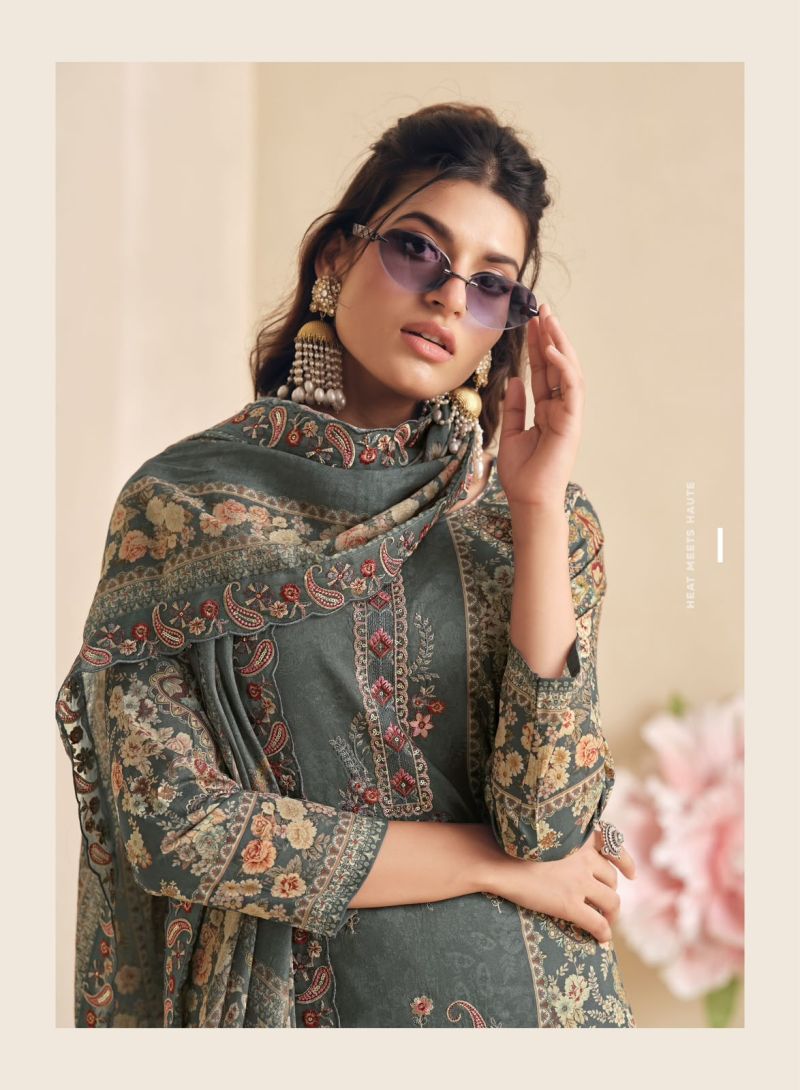 Hermitage Zaira Fiest Giza Pk Embroidered Dress Material Catalog — Wholesale Dress Material, Vardan Ethnic wholesale from Surat — view 3