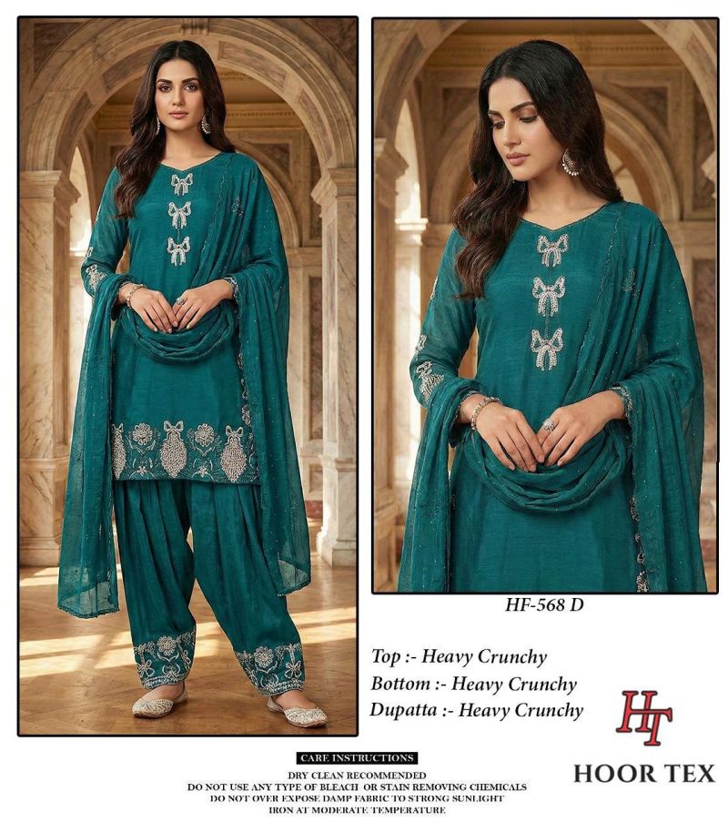 Hoor Tex 568 A To D Crunchy Embroidered Salwar Kameez Catalog — Wholesale Readymade Suit, Vardan Ethnic wholesale from Surat — view 4