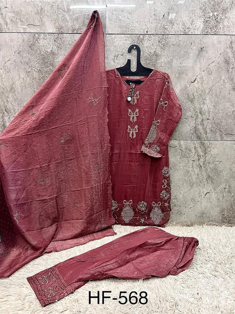 Hoor Tex 568 A To D Crunchy Embroidered Salwar Kameez Catalog — Wholesale Readymade Suit, Vardan Ethnic wholesale from Surat — view 5
