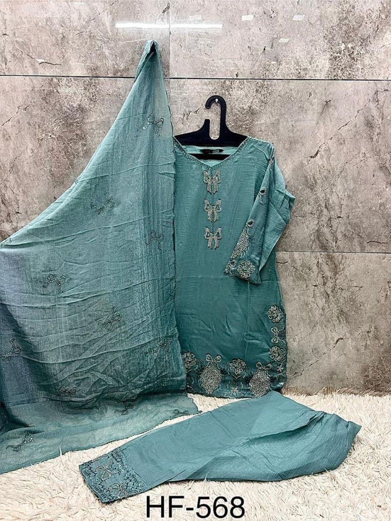 Hoor Tex 568 A To D Crunchy Embroidered Salwar Kameez Catalog — Wholesale Readymade Suit, Vardan Ethnic wholesale from Surat — view 7