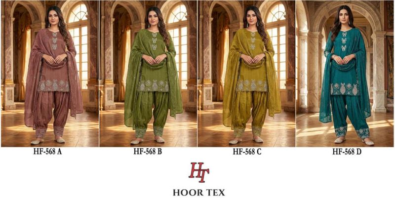 Hoor Tex 568 A To D Crunchy Embroidered Salwar Kameez Catalog — Wholesale Readymade Suit, Vardan Ethnic wholesale from Surat — view 8