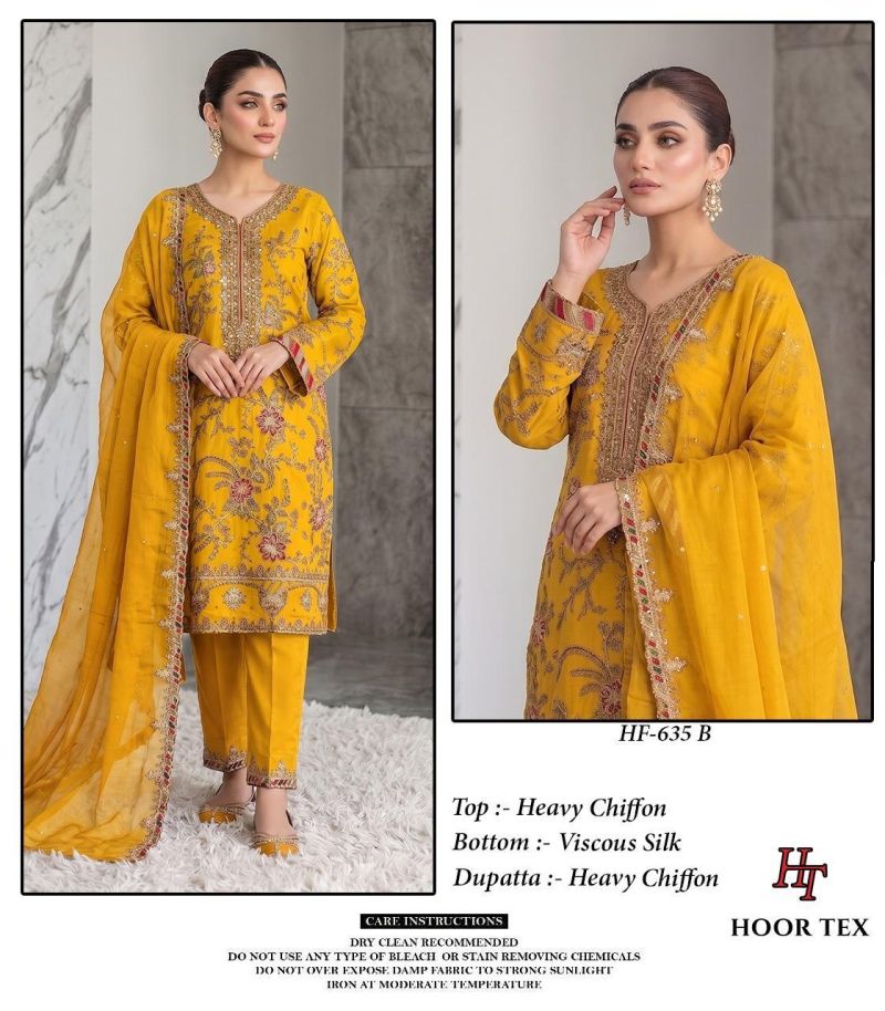 Hoor Tex 635 A To D Chiffon Embroidered Readymade Salwar Kameez — Wholesale Readymade Suit, hoor Tex wholesale from Surat — view 4