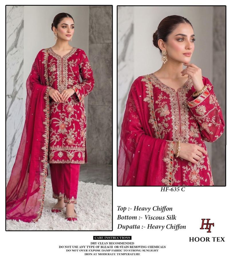 Hoor Tex 635 A To D Chiffon Embroidered Readymade Salwar Kameez — Wholesale Readymade Suit, hoor Tex wholesale from Surat — view 2