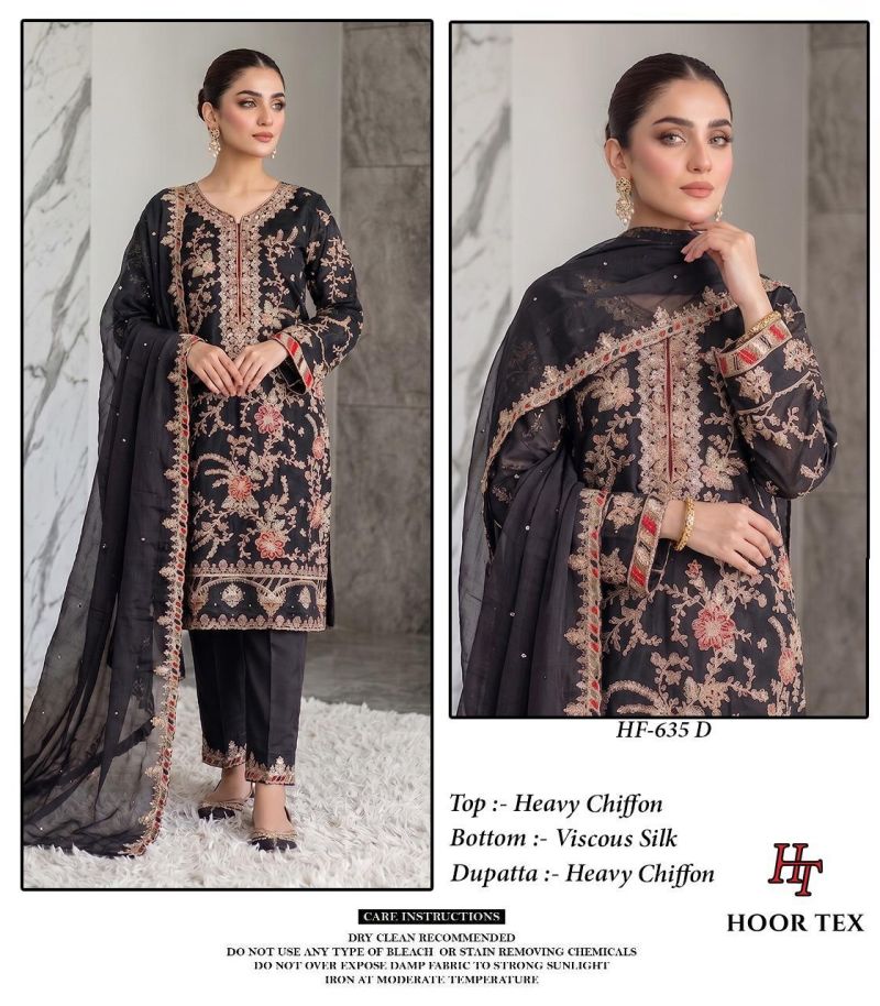 Hoor Tex 635 A To D Chiffon Embroidered Readymade Salwar Kameez